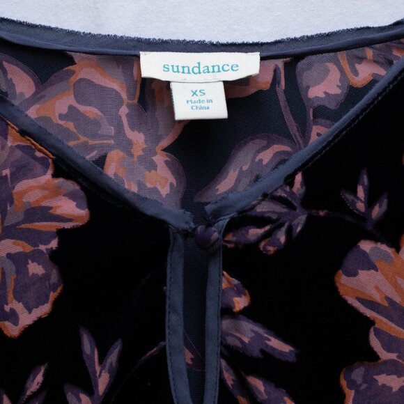 Sundance Boho Blouse Women’s XS Purple Floral Burnout Velvet Top Whimsigoth - Picture 5 of 6